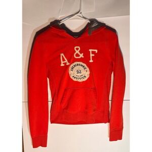 Abercrombie & Fitch Red Hoodie Pullover Sweatshirt Small A&F 92 Patch